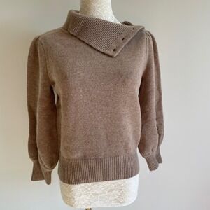 CO Essentials Womens XS Button Turtleneck Sweater Wool Cashmere Blend Beige‎